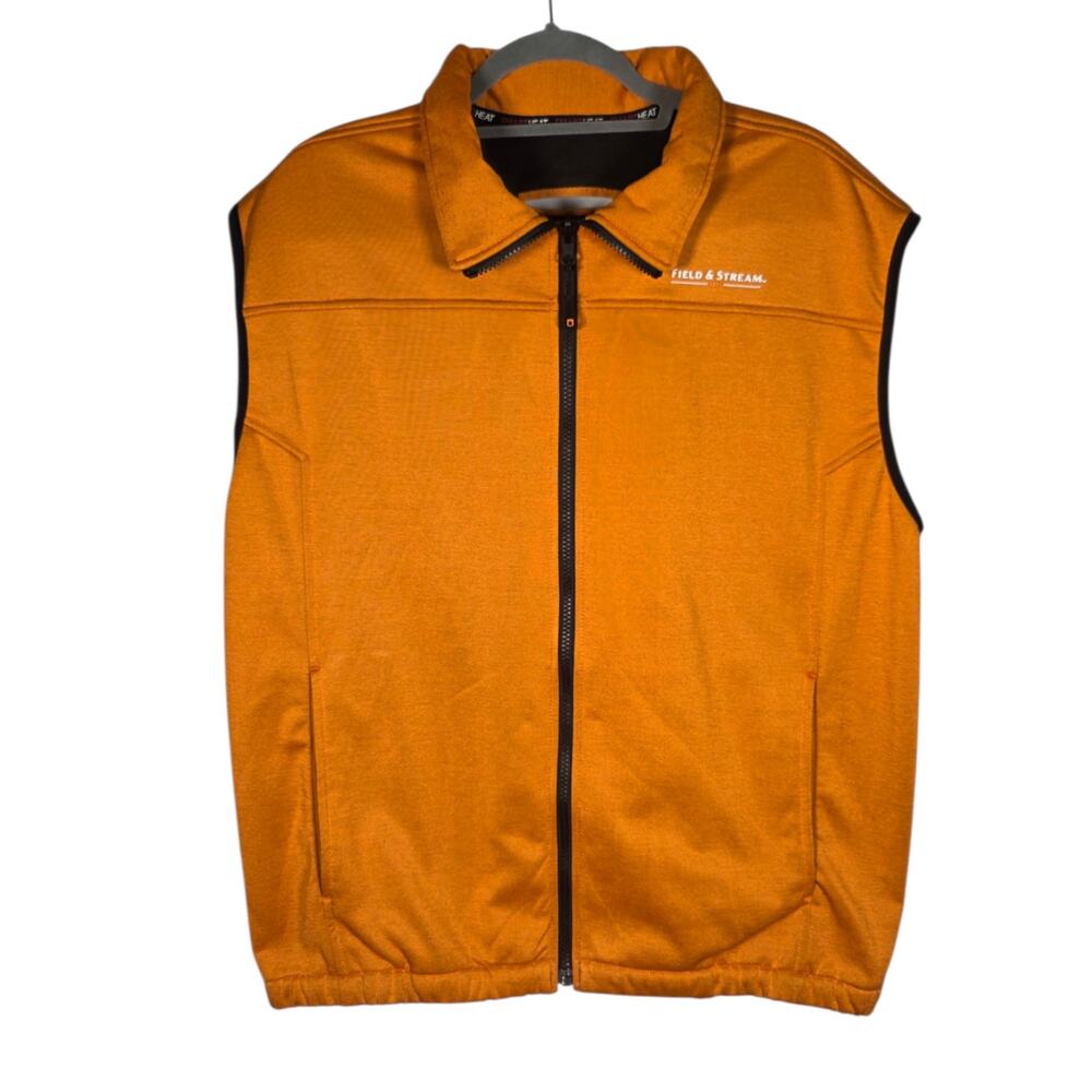 Field & Stream Men's Medium Orange Fleece Lined Full Zip Vest